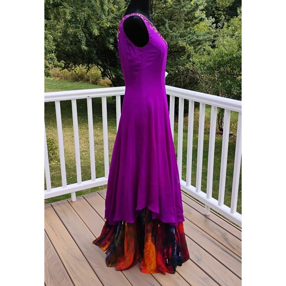 NAZILA COUTURE  size M Sequin Adorned One Shoulder Silk Chiffon Maxi Gown NWT - Picture 9 of 12